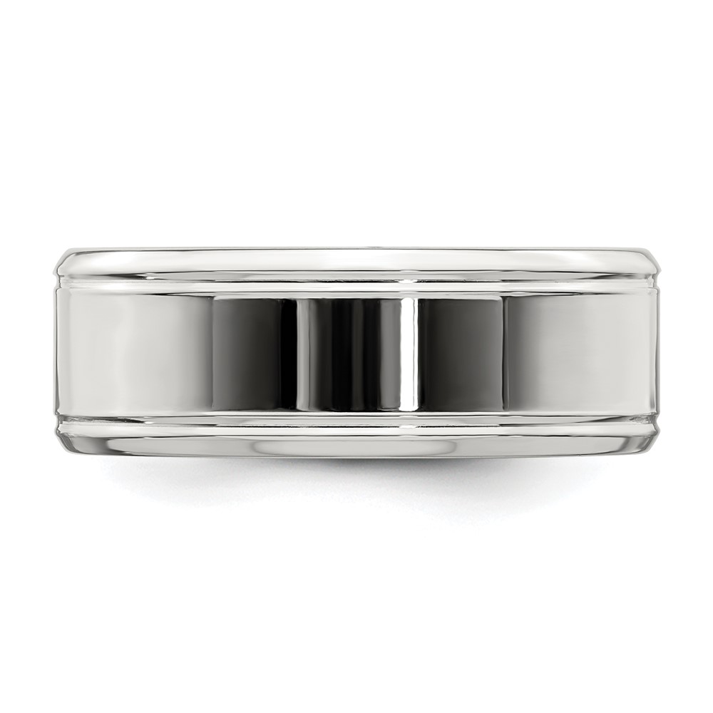 Sterling Silver 6mm Polished Flat Beveled Edge Fancy Band Size 13 (QWB120-13)