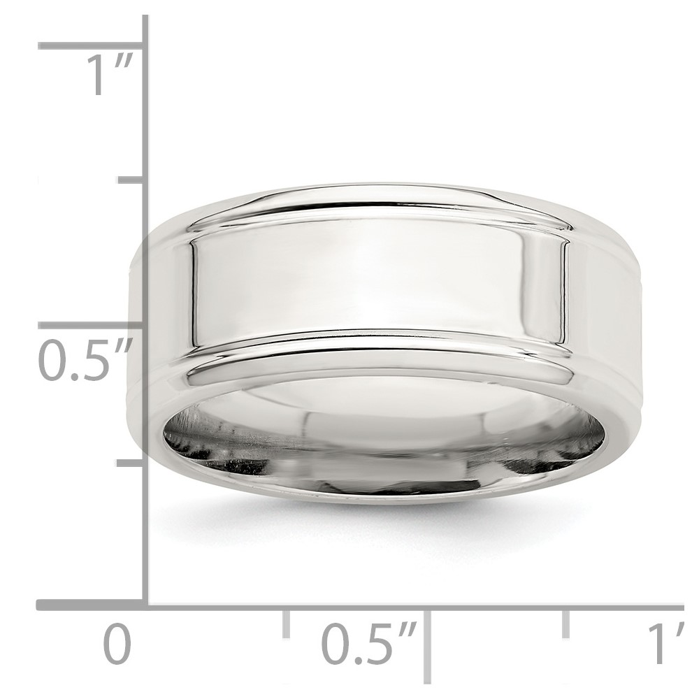 Sterling Silver 6mm Polished Flat Beveled Edge Fancy Band Size 13 (QWB120-13)