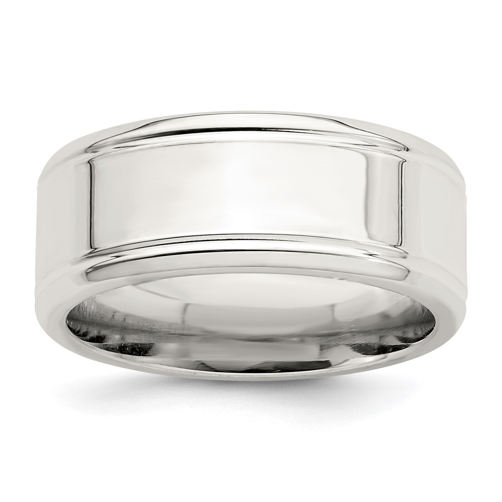 Sterling Silver 6mm Polished Flat Beveled Edge Fancy Band Size 13 (QWB120-13)