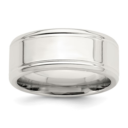 Sterling Silver 6mm Polished Flat Beveled Edge Fancy Band, Size 7