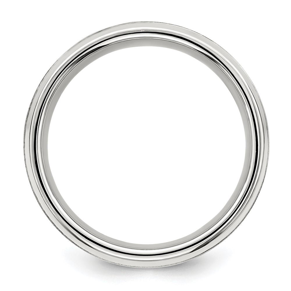 Sterling Silver Rhodium-plated 8mm Brushed Fancy Band Size 13.5 (QWB120BRH-13.5)