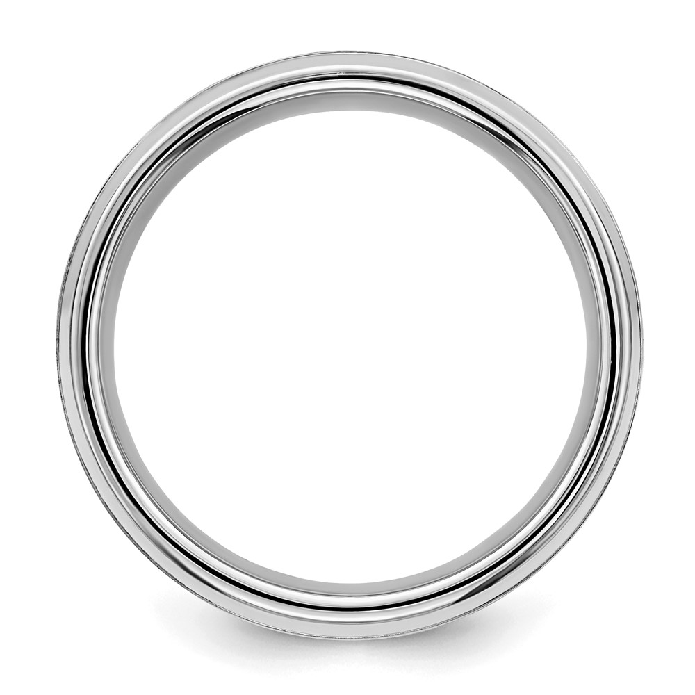Sterling Silver Rhodium-plated 8mm Brushed Fancy Band Size 13.5 (QWB120BRH-13.5)