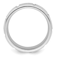Sterling Silver 8mm Polished Flat Notched Beveled Edge Fancy Band view 2