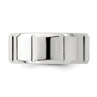 Sterling Silver 8mm Polished Flat Notched Beveled Edge Fancy Band view 4