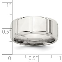Sterling Silver 8mm Polished Flat Notched Beveled Edge Fancy Band view 5