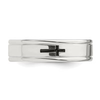 Sterling Silver 6mm Enamel Cross Fancy Band view 4
