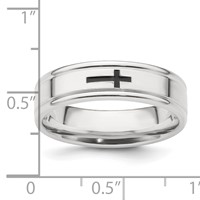 Sterling Silver 6mm Enamel Cross Fancy Band view 5