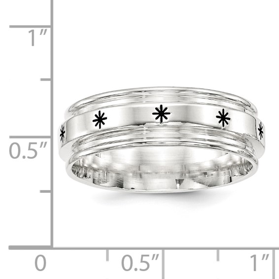 SS 7mm Enamel Fancy Band Size 10