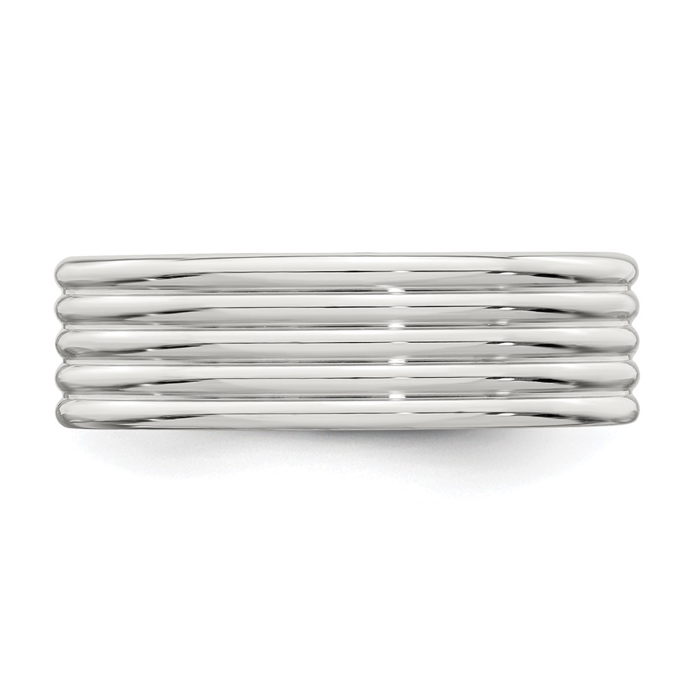 Sterling Silver 7mm Polished 5-Row Fancy Band Size 10.5 (QWB130-10.5)