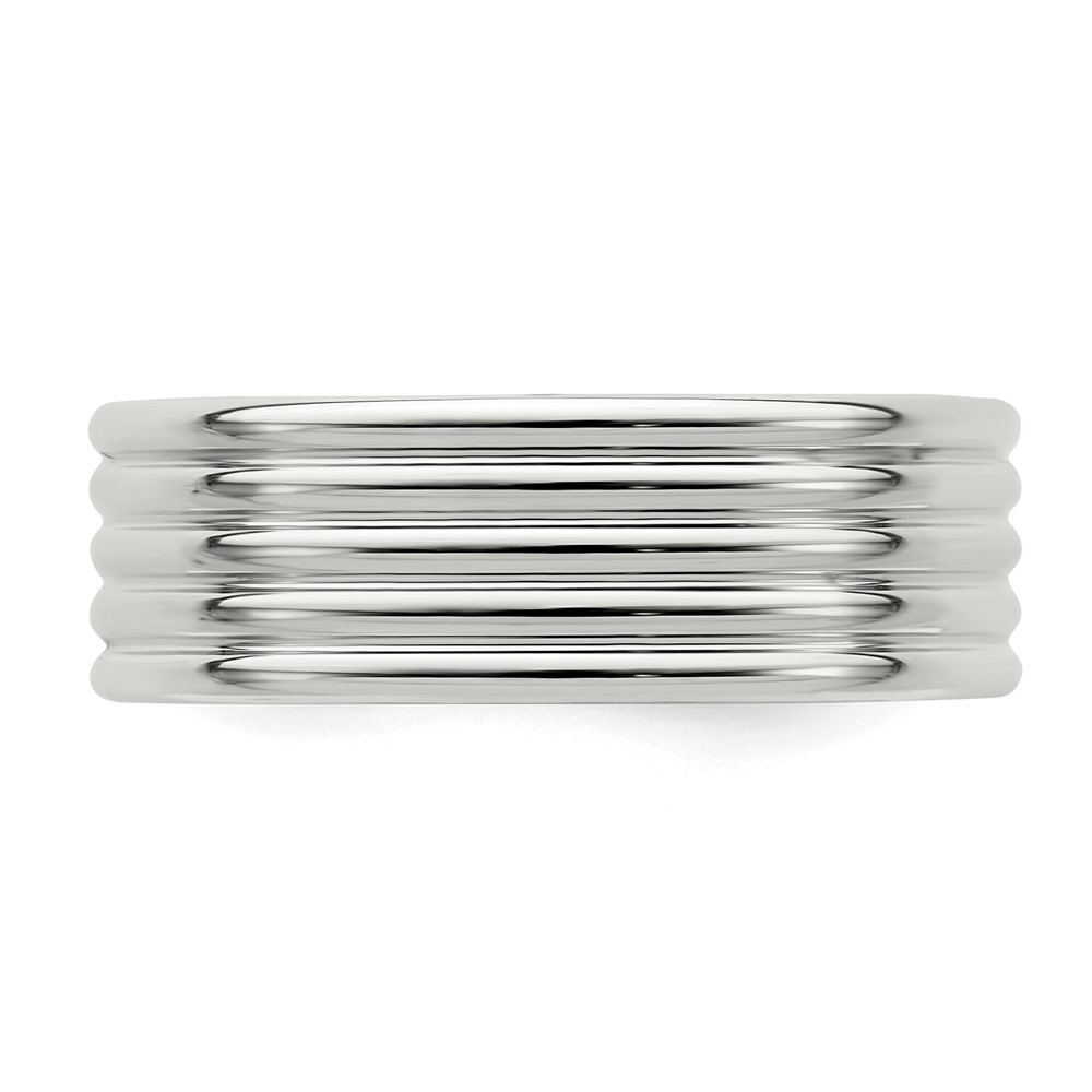 Sterling Silver 7mm Polished 5-Row Fancy Band Size 10.5 (QWB130-10.5)