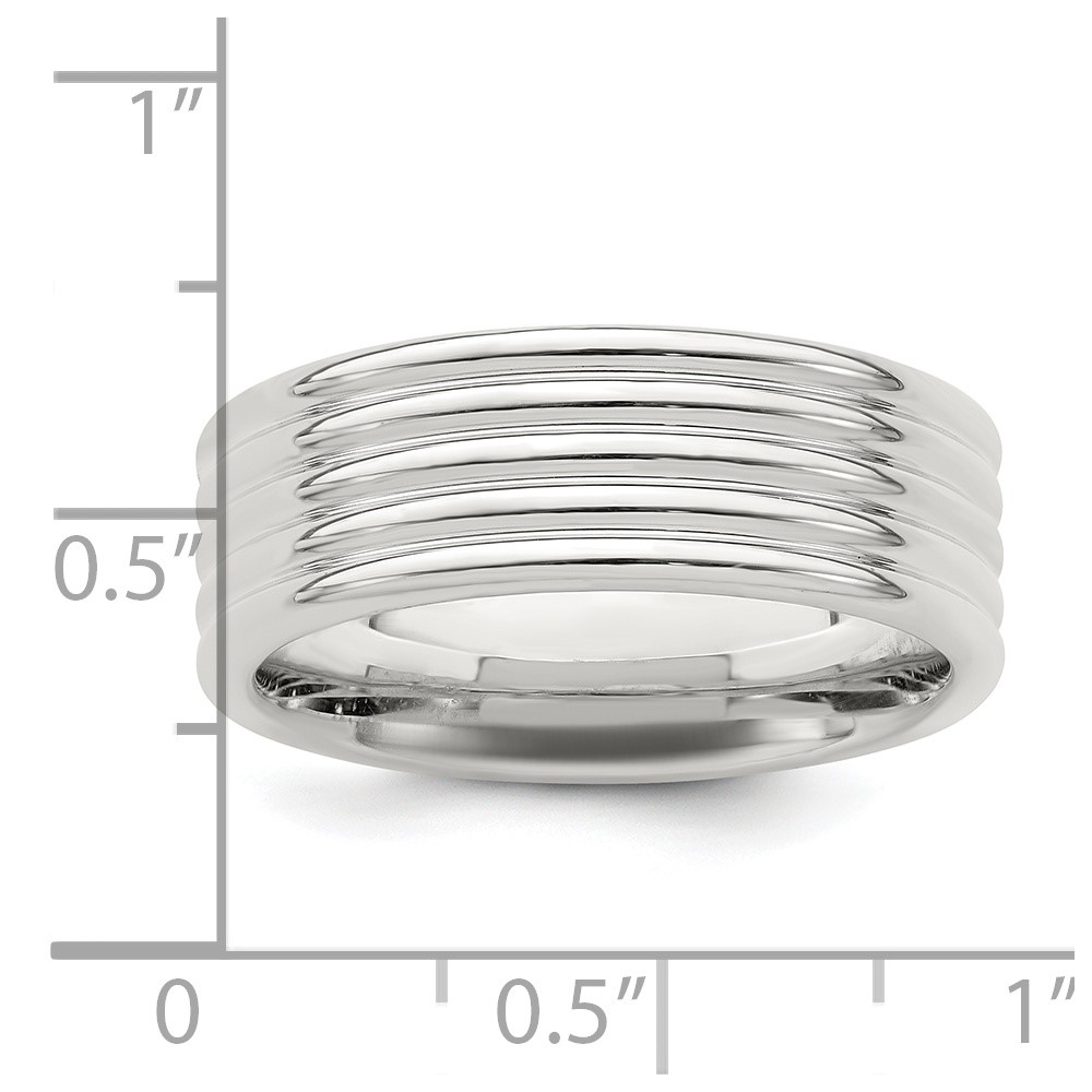 Sterling Silver 7mm Polished 5-Row Fancy Band Size 10.5 (QWB130-10.5)