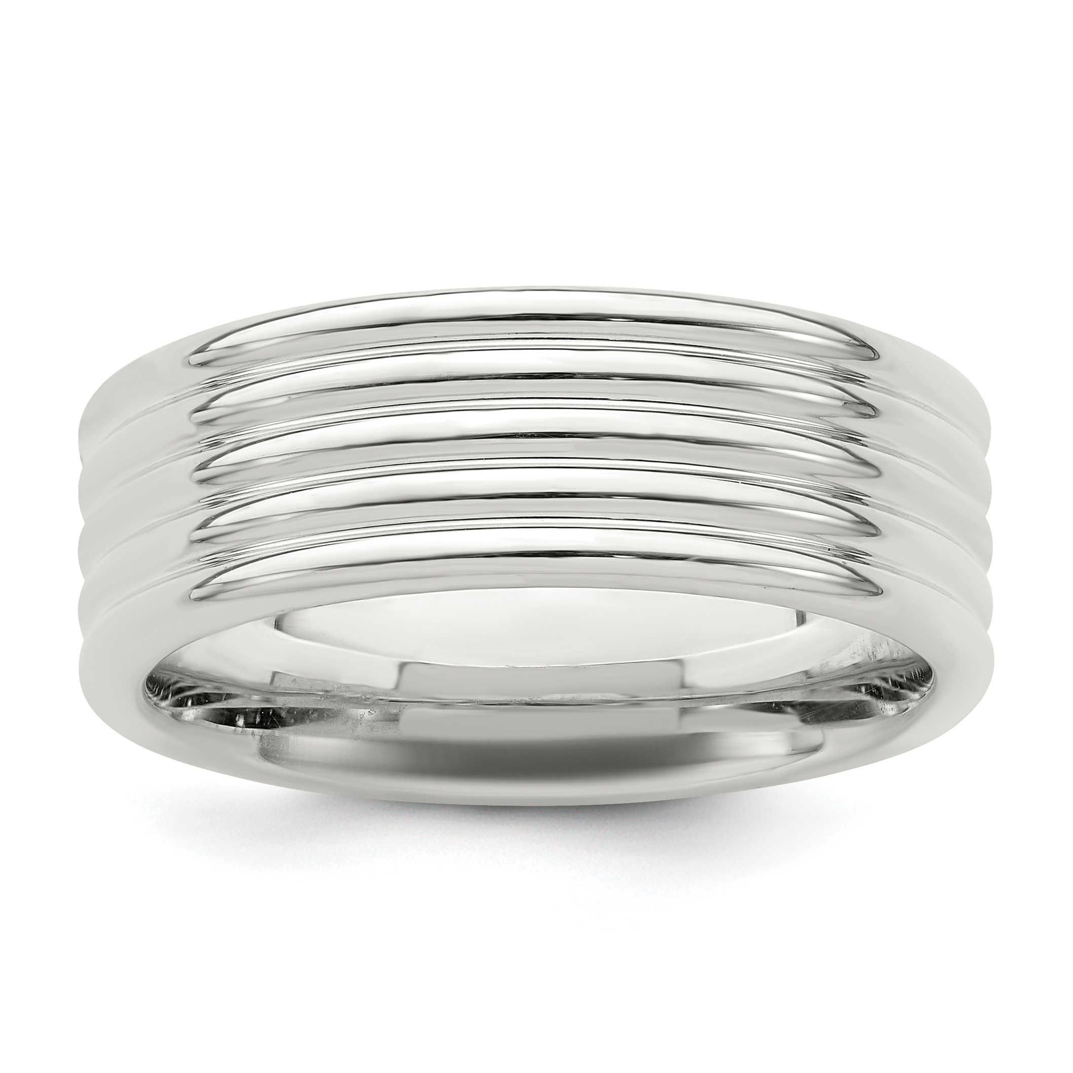Sterling Silver 7mm Polished 5-Row Fancy Band Size 10.5 (QWB130-10.5)