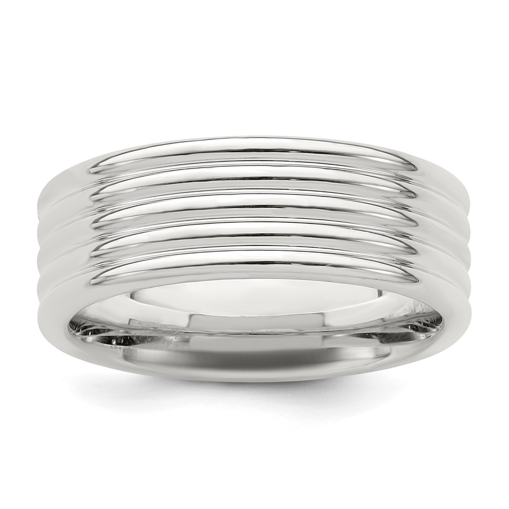Sterling Silver 7mm Polished 5-Row Fancy Band Size 10.5 (QWB130-10.5)