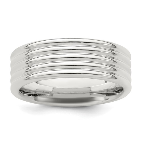 Sterling Silver 7mm Polished 5-Row Fancy Band, Size 7