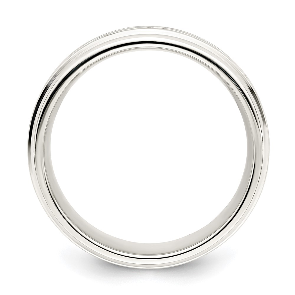 Sterling Silver 7mm Polished Flat Intertwined Design Beveled Edge Fancy Band Size 11.5 (QWB132-11.5)