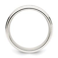 Sterling Silver 7mm Polished Flat Intertwined Design Beveled Edge Fancy Band view 2