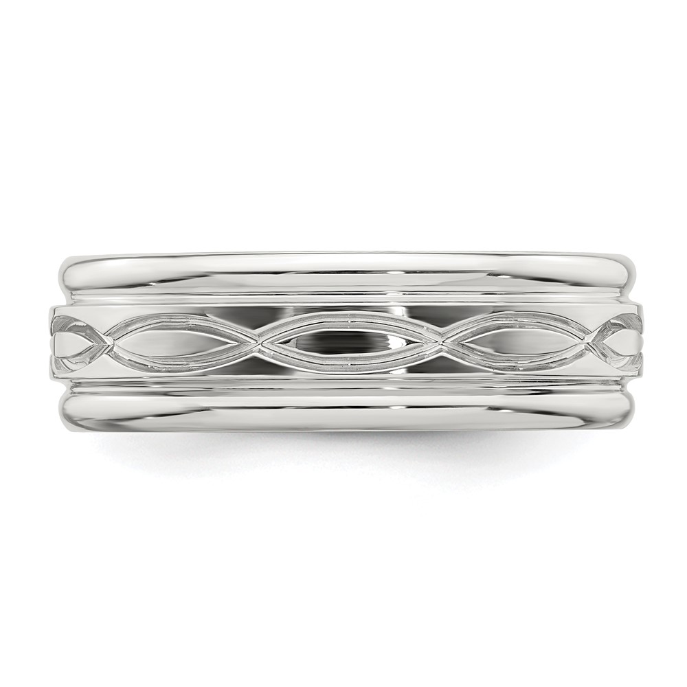 Sterling Silver 7mm Polished Flat Intertwined Design Beveled Edge Fancy Band Size 11.5 (QWB132-11.5)