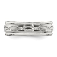 Sterling Silver 7mm Polished Flat Intertwined Design Beveled Edge Fancy Band view 3