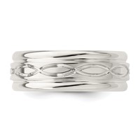 Sterling Silver 7mm Polished Flat Intertwined Design Beveled Edge Fancy Band view 4