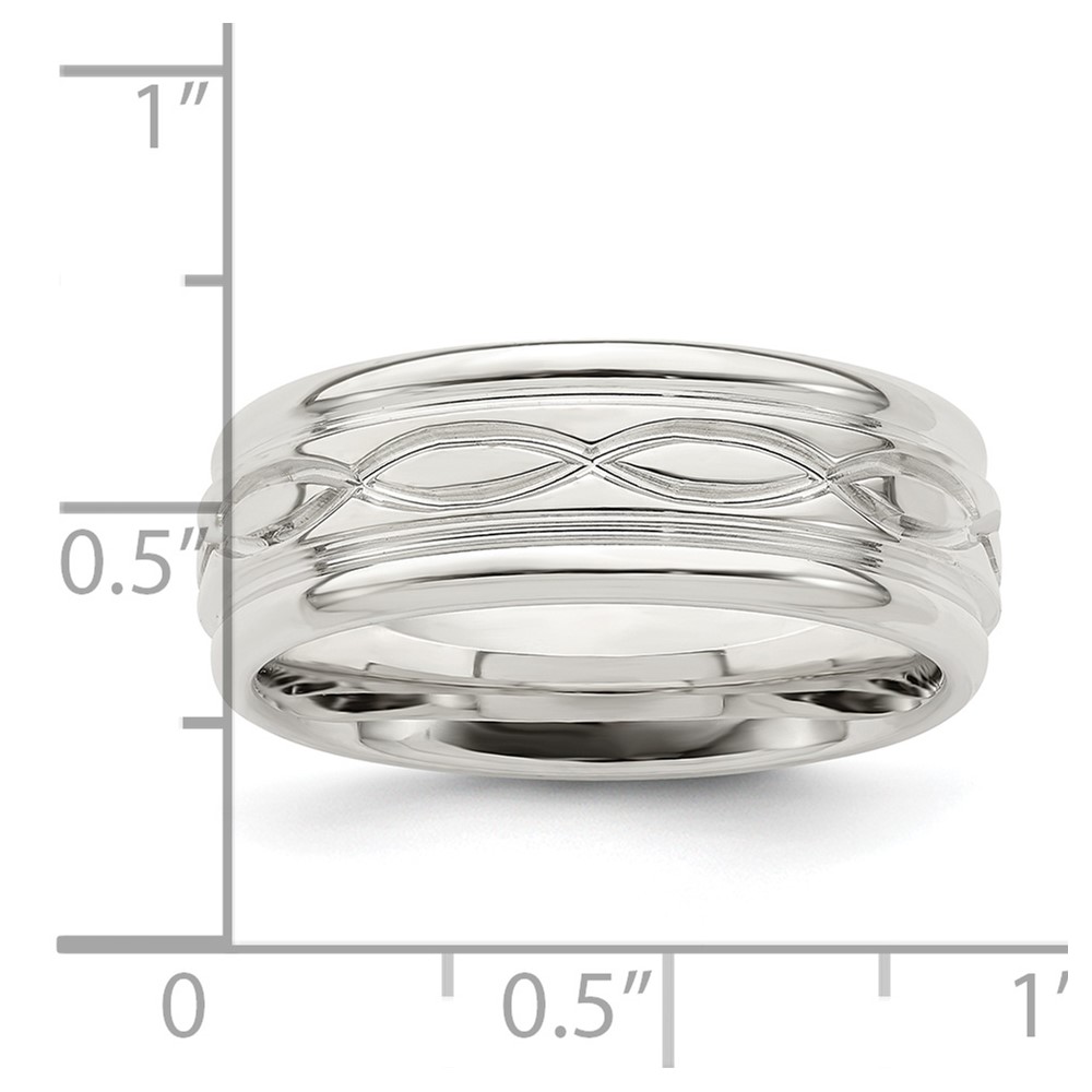 Sterling Silver 7mm Polished Flat Intertwined Design Beveled Edge Fancy Band Size 11.5 (QWB132-11.5)