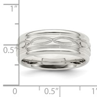 Sterling Silver 7mm Polished Flat Intertwined Design Beveled Edge Fancy Band view 5