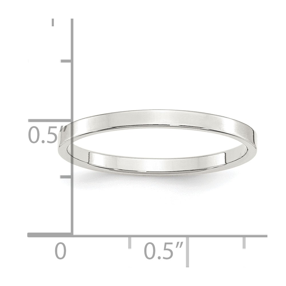 Sterling Silver Rhodium-plated 2mm Flat Size 6 Band (QWFB020RH-6)