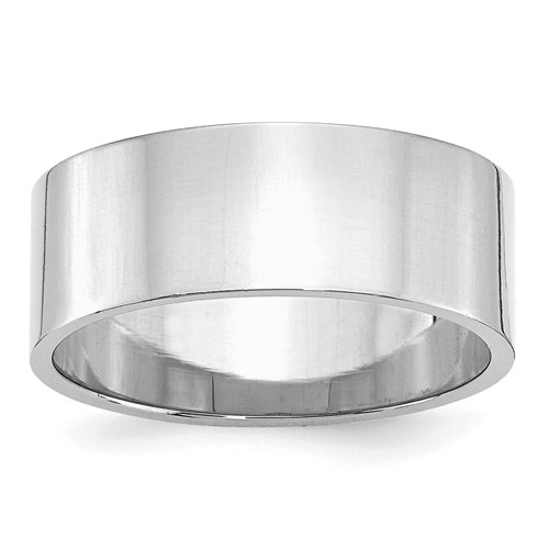 Sterling Silver Rhodium-plated 8mm Flat Band, Size 6