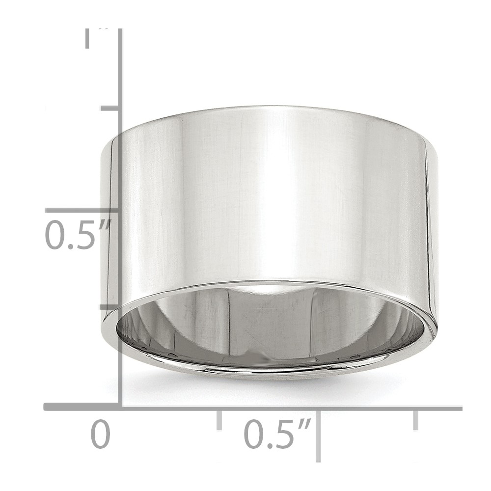 Sterling Silver 12mm Lightweight Flat Size 8 Band (QWFB120-8)