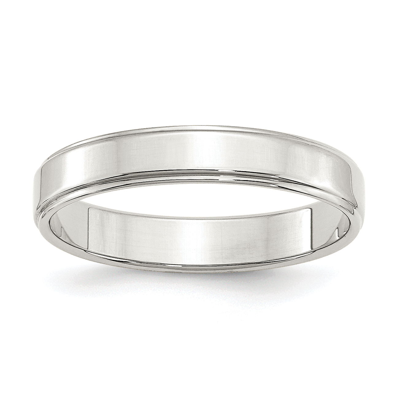 Sterling Silver 4mm Flat with Step Edge Size 10 Band (QWFE040-10)