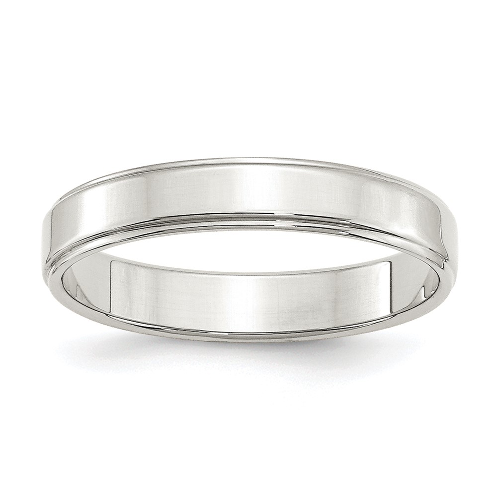Sterling Silver 4mm Flat with Step Edge Size 10 Band (QWFE040-10)