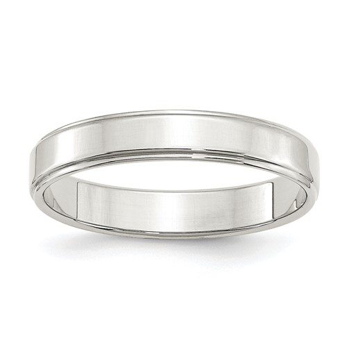 Sterling Silver 4mm Flat Band with Step Edge, Size 4