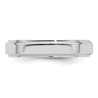Sterling Silver Rhodium-plated 4mm Flat Band with Step Edge view 3