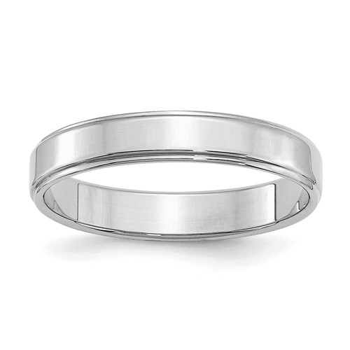 Sterling Silver Rhodium-plated 4mm Flat Band with Step Edge, Size 5