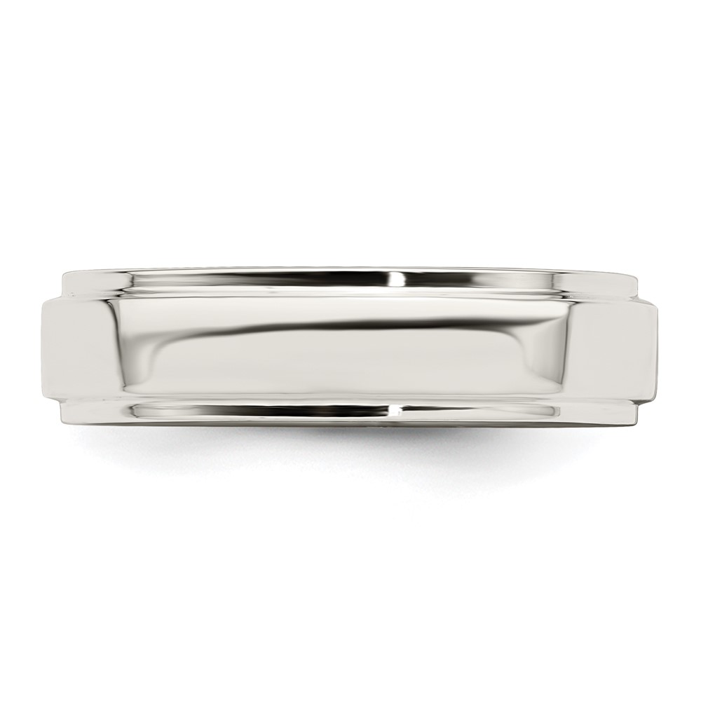 Sterling Silver 5mm Flat with Step Edge Size 10 Band (QWFE050-10)