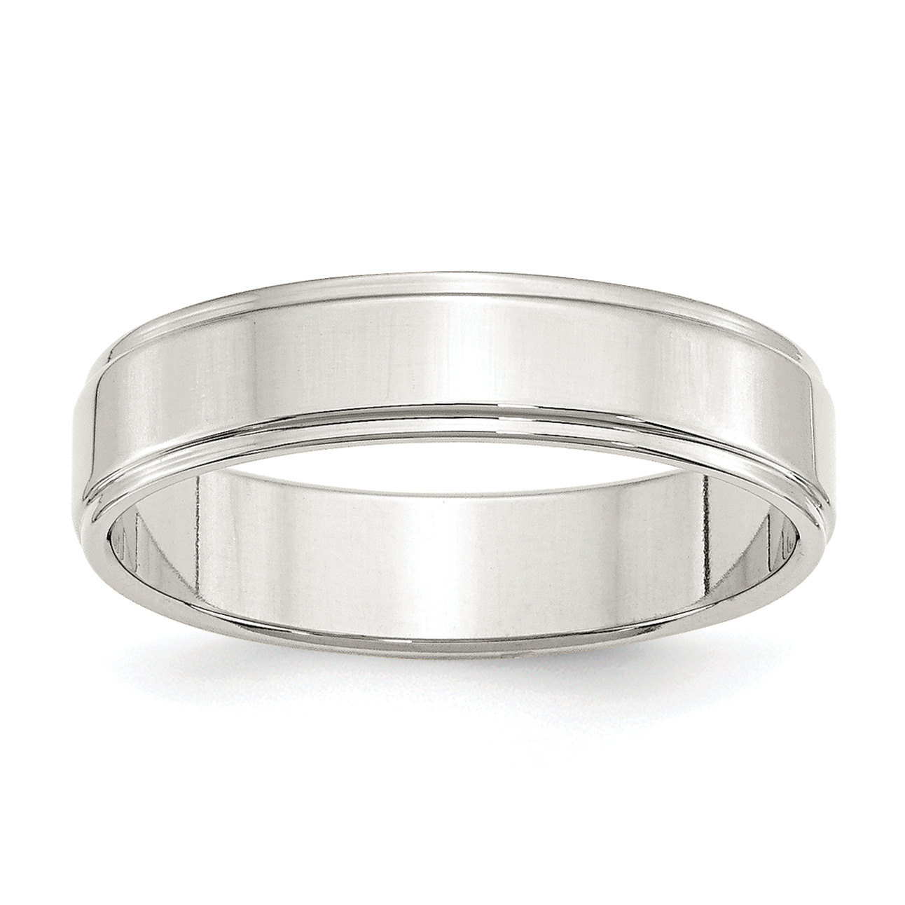 Sterling Silver 5mm Flat with Step Edge Size 10 Band (QWFE050-10)