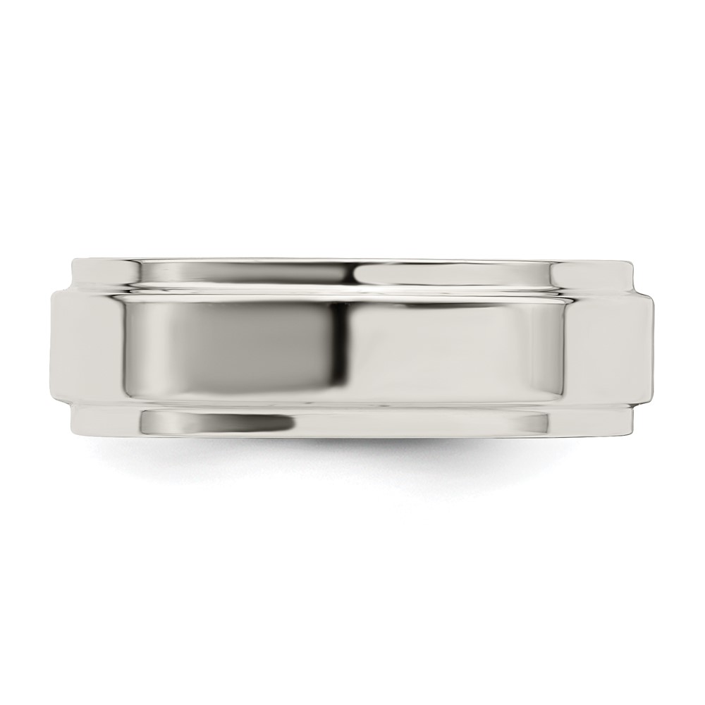 Sterling Silver 6mm Flat with Step Edge Size 9 Band (QWFE060-9)
