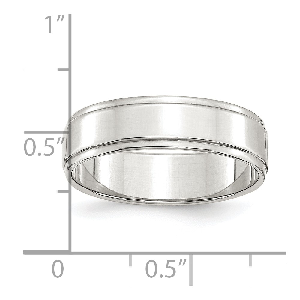 Sterling Silver 6mm Flat with Step Edge Size 9 Band (QWFE060-9)