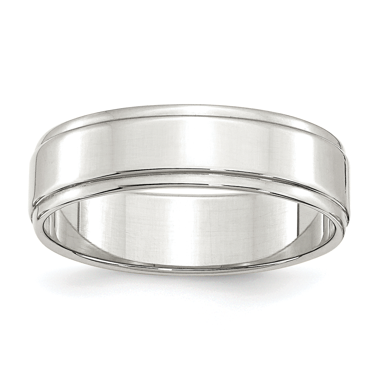Sterling Silver 6mm Flat with Step Edge Size 13.5 Band (QWFE060-13.5)