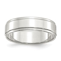 Sterling Silver 6mm Flat Band with Step Edge - Size 5 view 1