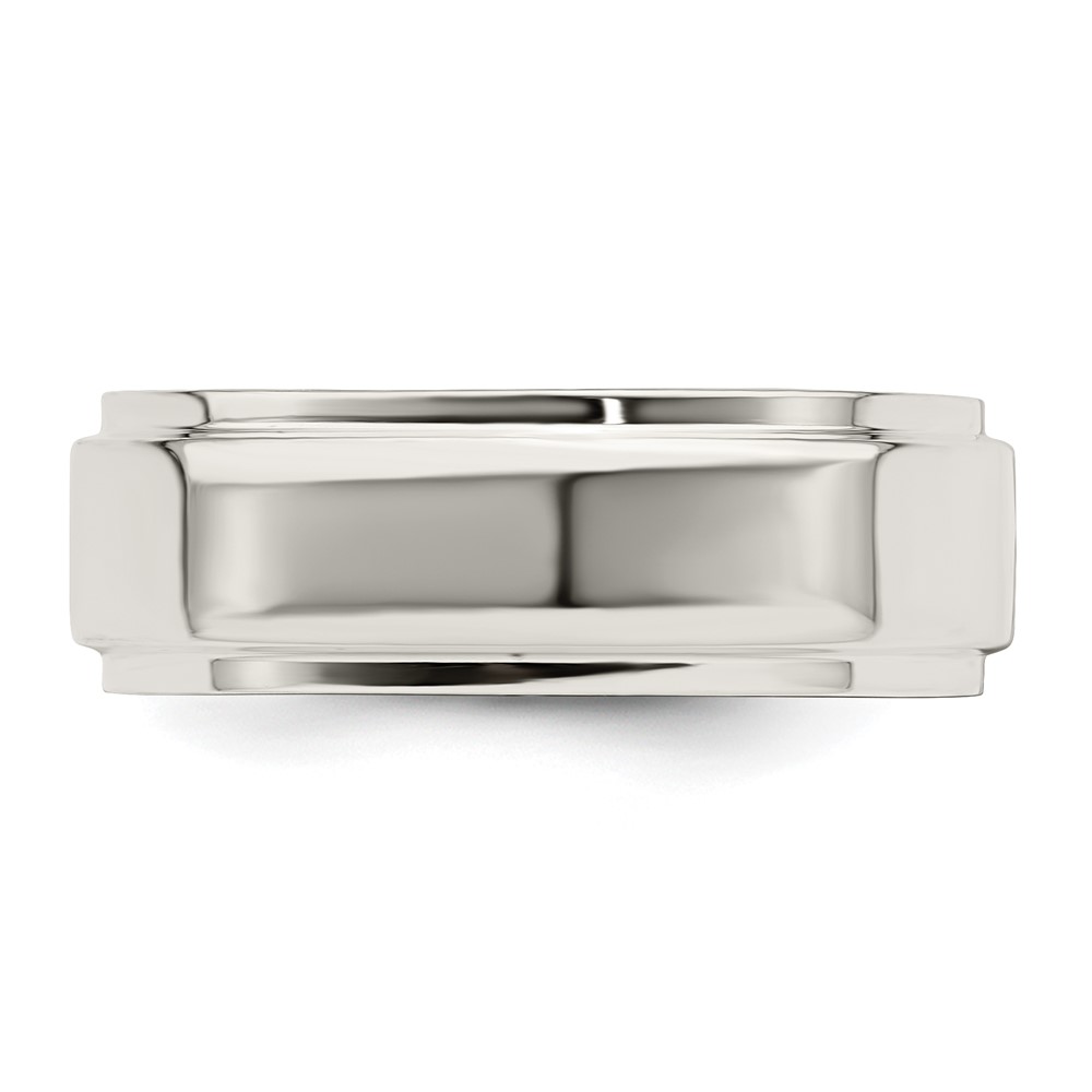 Sterling Silver 7mm Flat with Step Edge Size 10 Band (QWFE070-10)