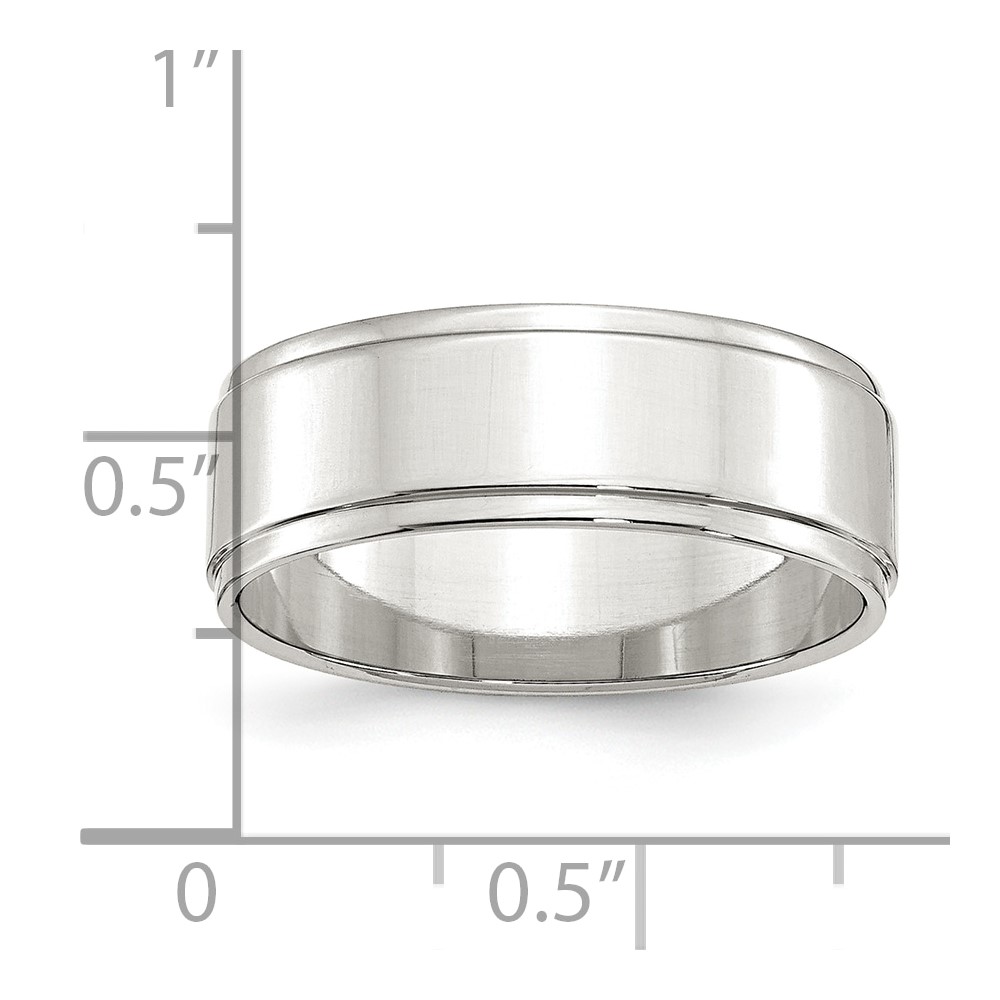 Sterling Silver 7mm Flat with Step Edge Size 10 Band (QWFE070-10)