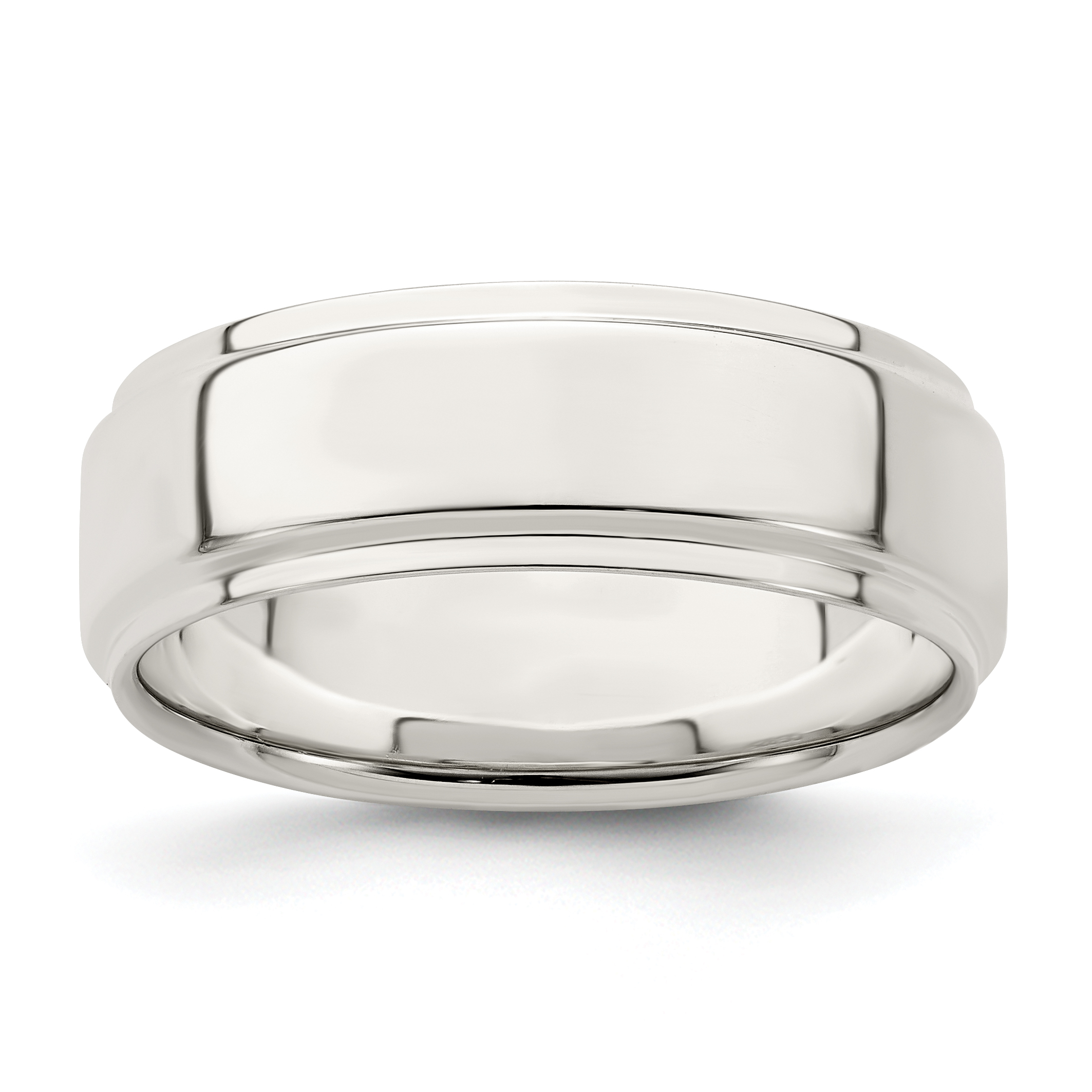Sterling Silver 7mm Flat with Step Edge Size 10 Band (QWFE070-10)
