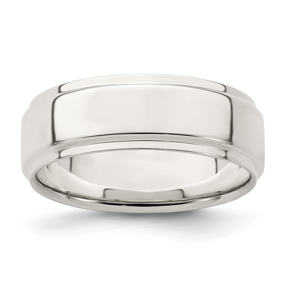 Sterling Silver 7mm Flat with Step Edge Size 10 Band (QWFE070-10)