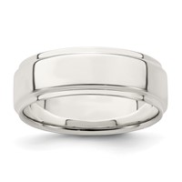 Sterling Silver 7mm Flat Band with Step Edge - Size 7 view 1