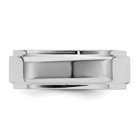 Sterling Silver Rhodium-plated 7mm Flat Band with Step Edge view 3