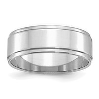 Sterling Silver Rhodium-plated 7mm Flat Band with Step Edge view 1