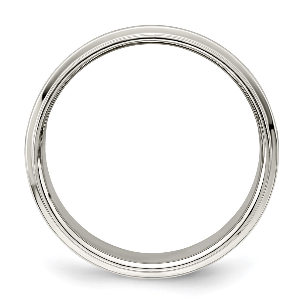 Sterling Silver 8mm Flat with Step Edge Size 11 Band (QWFE080-11)