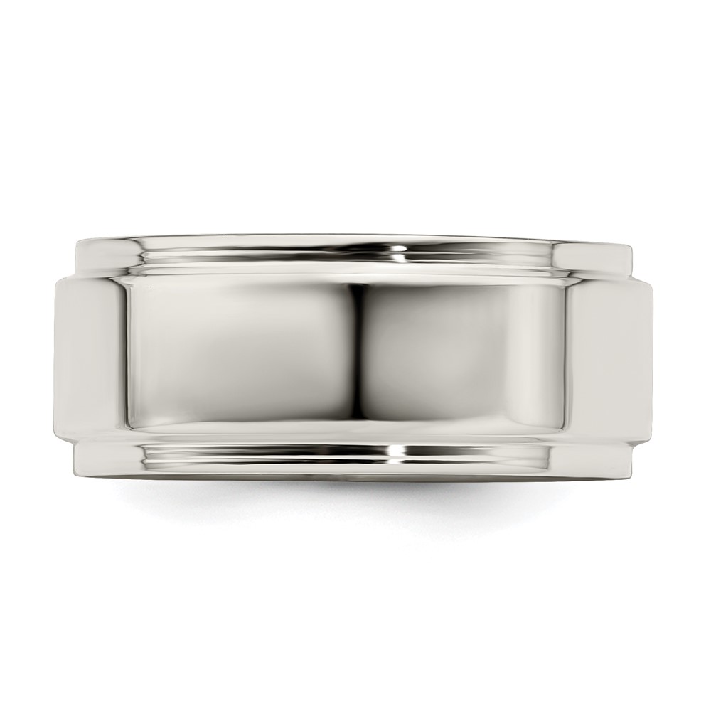 Sterling Silver 8mm Flat with Step Edge Size 11 Band (QWFE080-11)