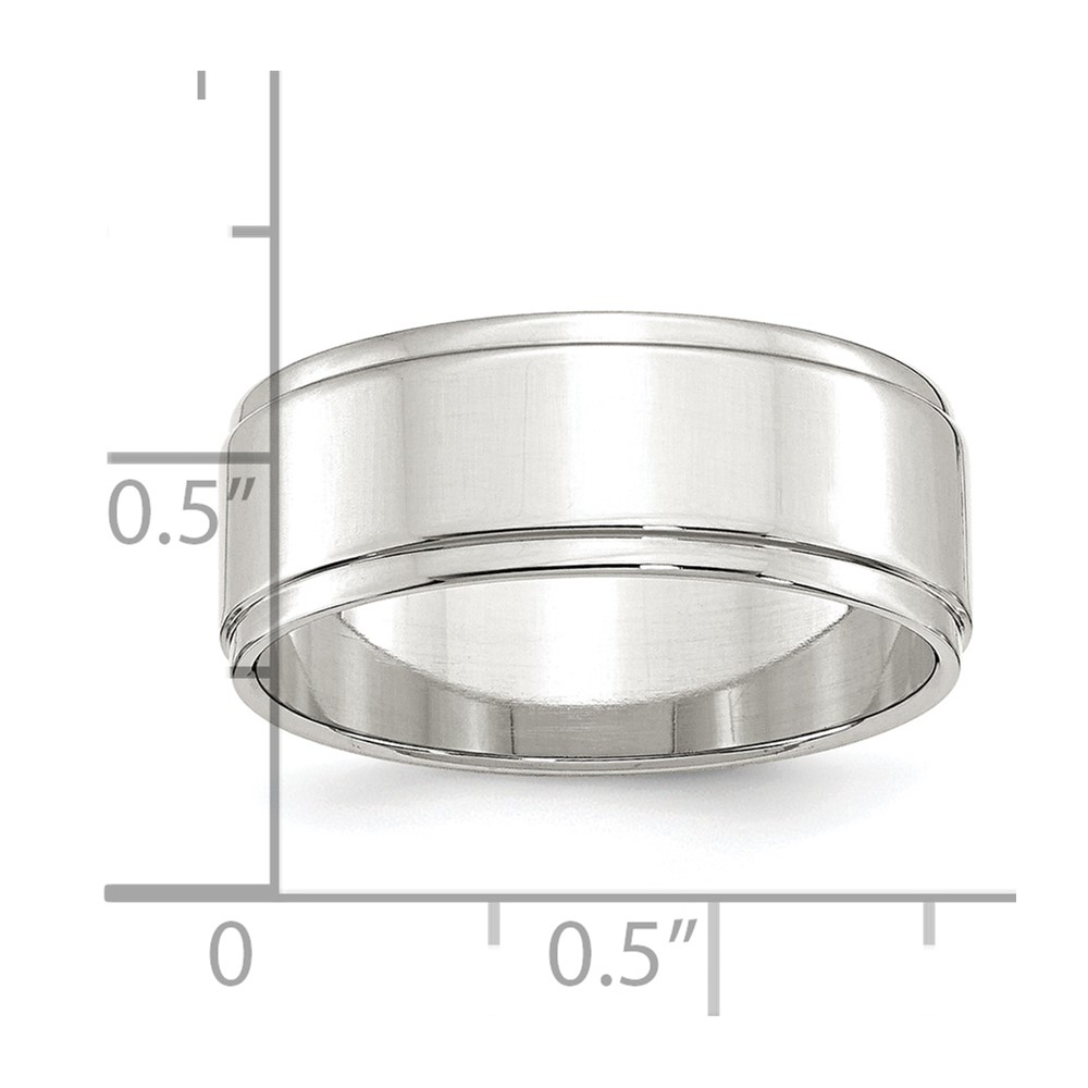 Sterling Silver 8mm Flat with Step Edge Size 11 Band (QWFE080-11)