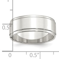 Sterling Silver 8mm Flat Band with Step Edge - Size 5 view 3